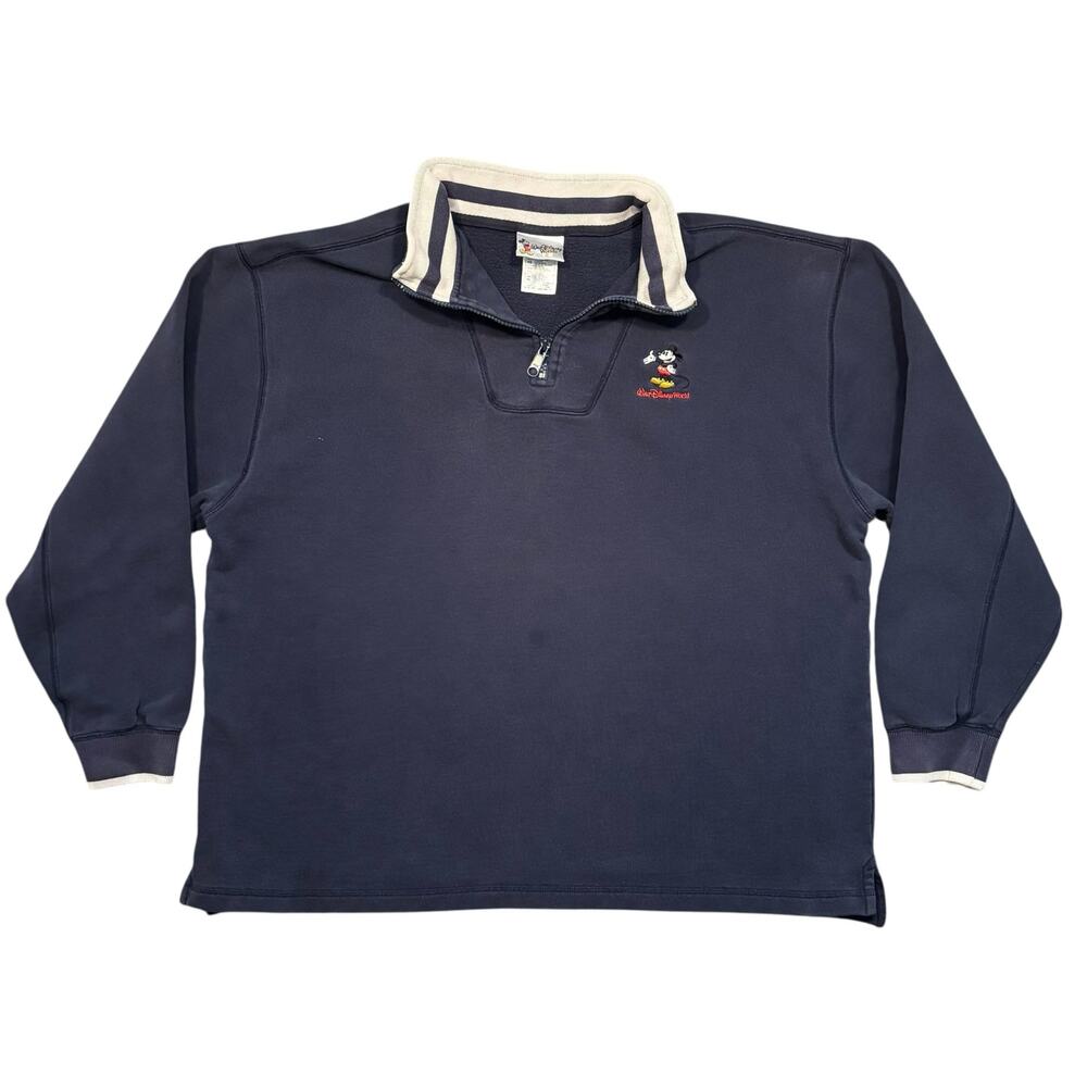 Walt Disney World Mickey Embroidered Vintage 90s 1/4 Zip Pullover Womens Size XL
